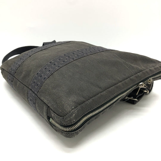 HERMES Business bag canvas gray 2WAY Shoulder Bag Her Line mens Used Authentic