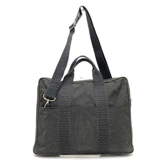 HERMES Business bag canvas gray 2WAY Shoulder Bag Her Line mens Used Authentic
