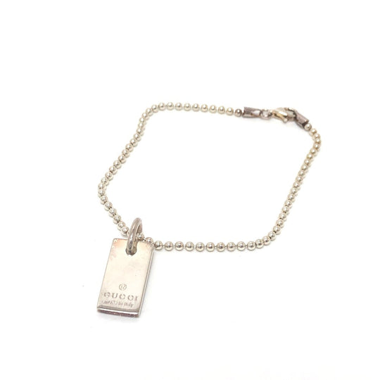 GUCCI bracelet SV925 Silver logo tag Women Used Authentic