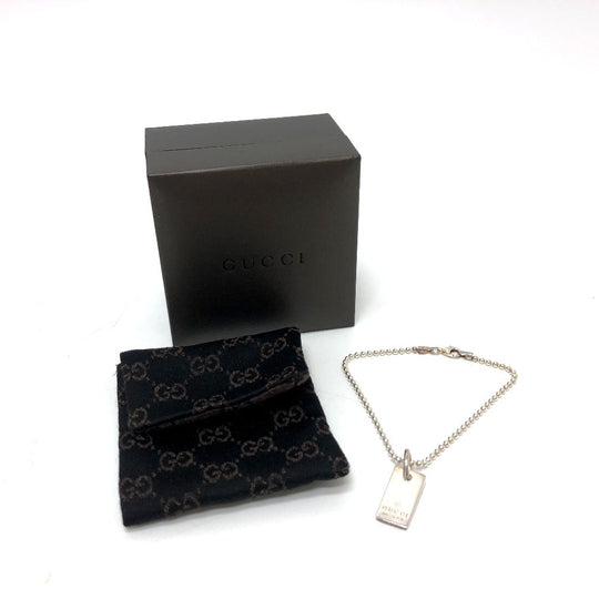 GUCCI bracelet SV925 Silver logo tag Women Used Authentic