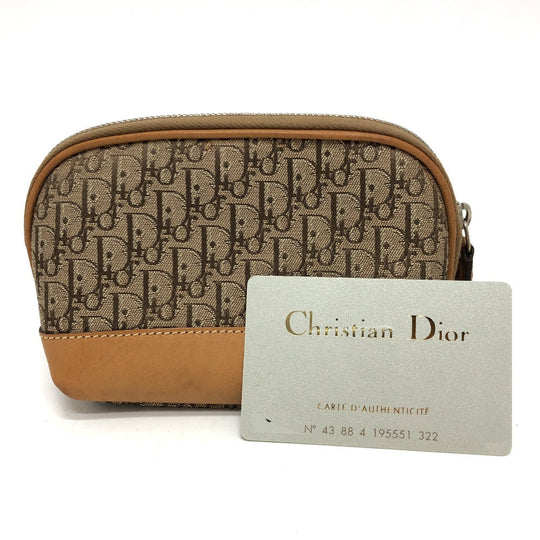 Dior Accessory pouch canvas beige Trotter Women Used Authentic