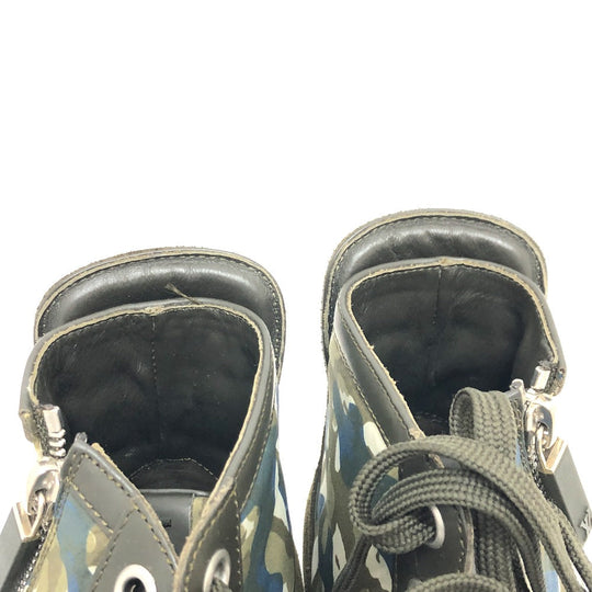 LOUIS VUITTON sneakers Nylon / leather khaki Zip-up Line mens 6 Used Authentic