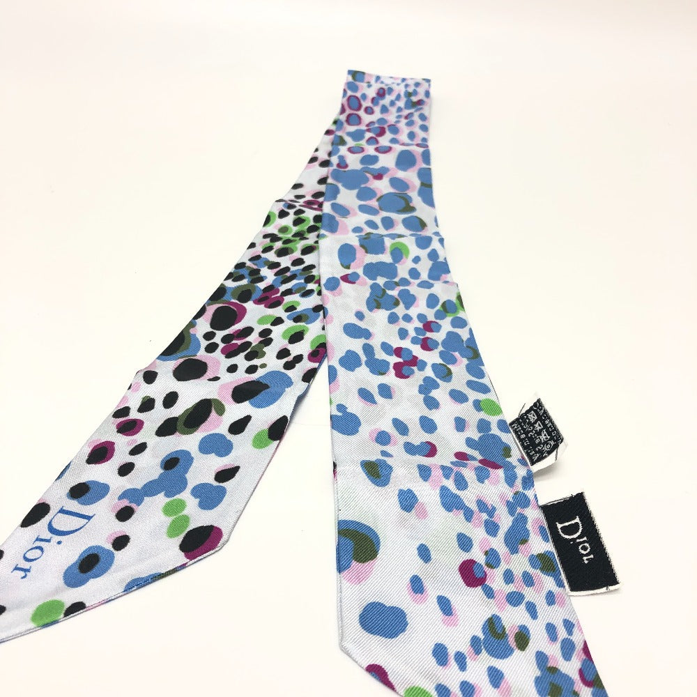 Dior scarf silk multicolor Leopard Pattern Mitsua Women Used Authentic