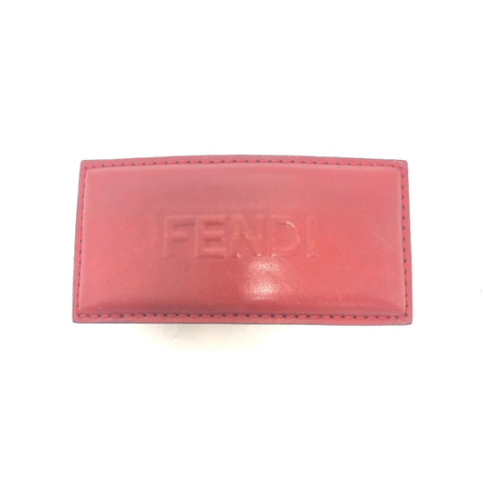 FENDI Valletta leather Red logo Women Used Authentic