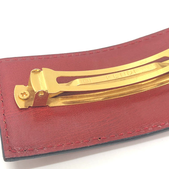 FENDI Valletta leather Red logo Women Used Authentic