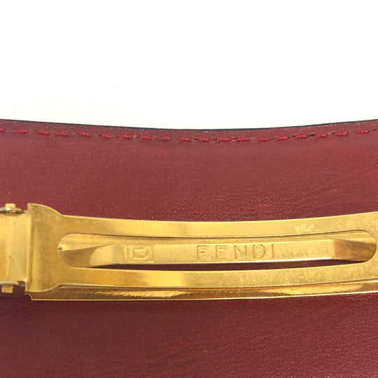 FENDI Valletta leather Red logo Women Used Authentic
