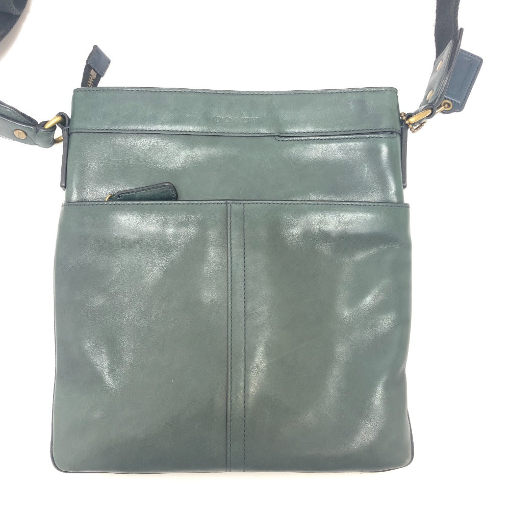 COACH Shoulder Bag 70710 leather green flat mens Used Authentic