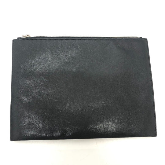 SAINT LAURENT Clutch bag leather black Star patch Women Used Authentic