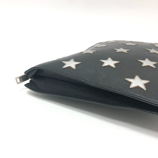 SAINT LAURENT Clutch bag leather black Star patch Women Used Authentic