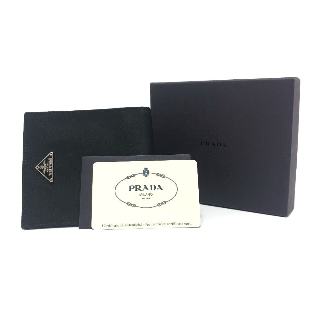 PRADA Folded wallet 2M0738 Leather / nylon black Triangle logo Women Used Authentic