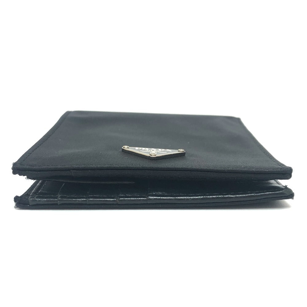PRADA Folded wallet 2M0738 Leather / nylon black Triangle logo Women Used Authentic