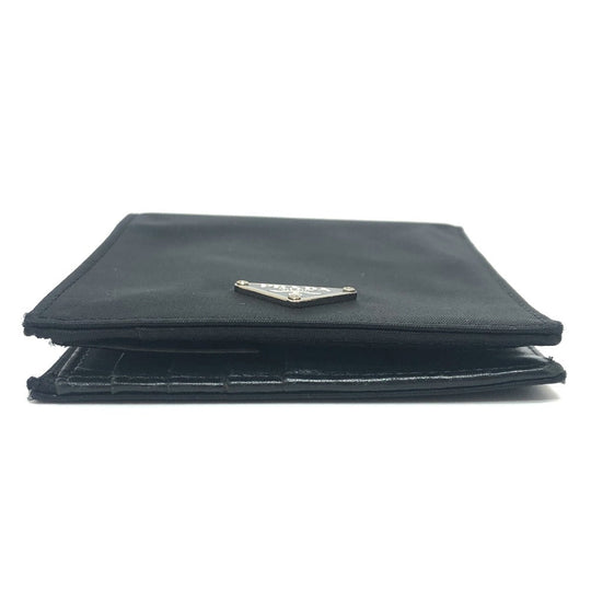 PRADA Folded wallet 2M0738 Leather / nylon black Triangle logo Women Used Authentic