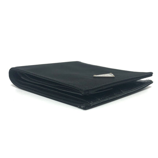PRADA Folded wallet 2M0738 Leather / nylon black Triangle logo Women Used Authentic