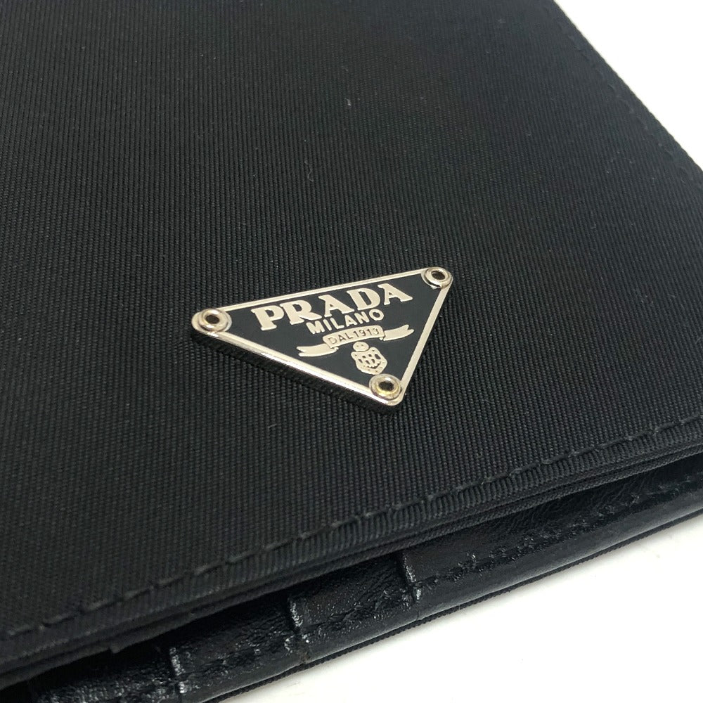 PRADA Folded wallet 2M0738 Leather / nylon black Triangle logo Women Used Authentic