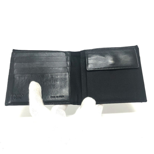 PRADA Folded wallet 2M0738 Leather / nylon black Triangle logo Women Used Authentic