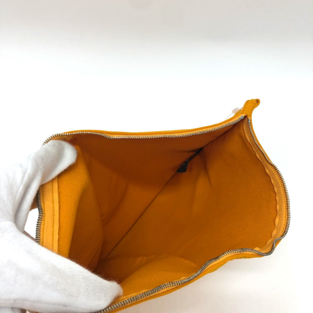 HERMES Pouch canvas Orange logo Women Used Authentic