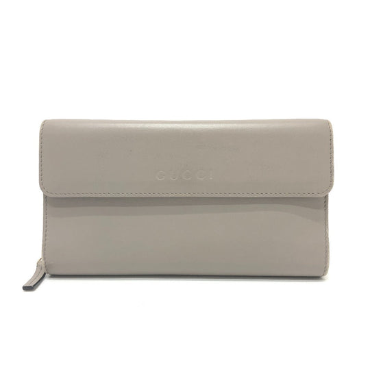 GUCCI Long Wallet Purse leather gray logo Women Used Authentic