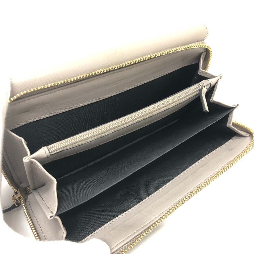 GUCCI Long Wallet Purse leather gray logo Women Used Authentic