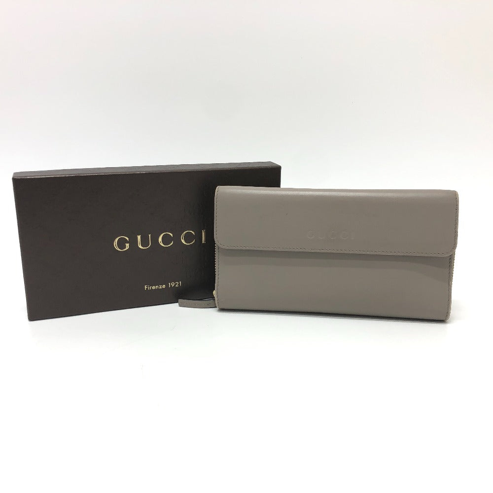 GUCCI Long Wallet Purse leather gray logo Women Used Authentic