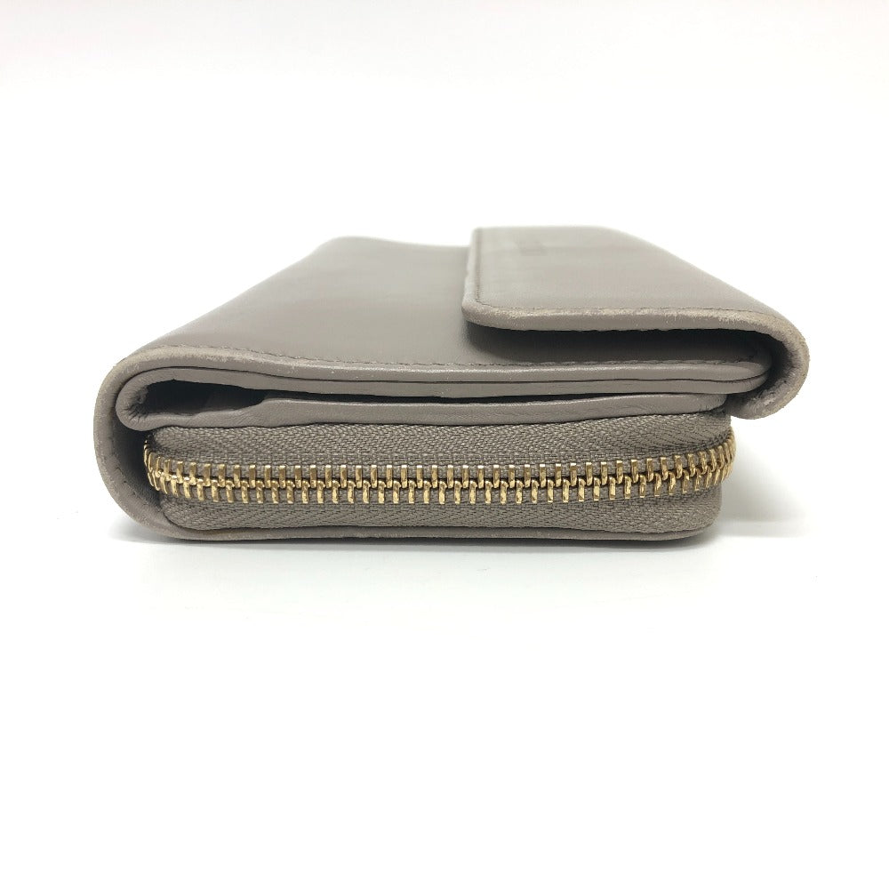 GUCCI Long Wallet Purse leather gray logo Women Used Authentic