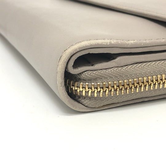 GUCCI Long Wallet Purse leather gray logo Women Used Authentic