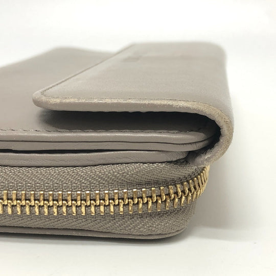 GUCCI Long Wallet Purse leather gray logo Women Used Authentic