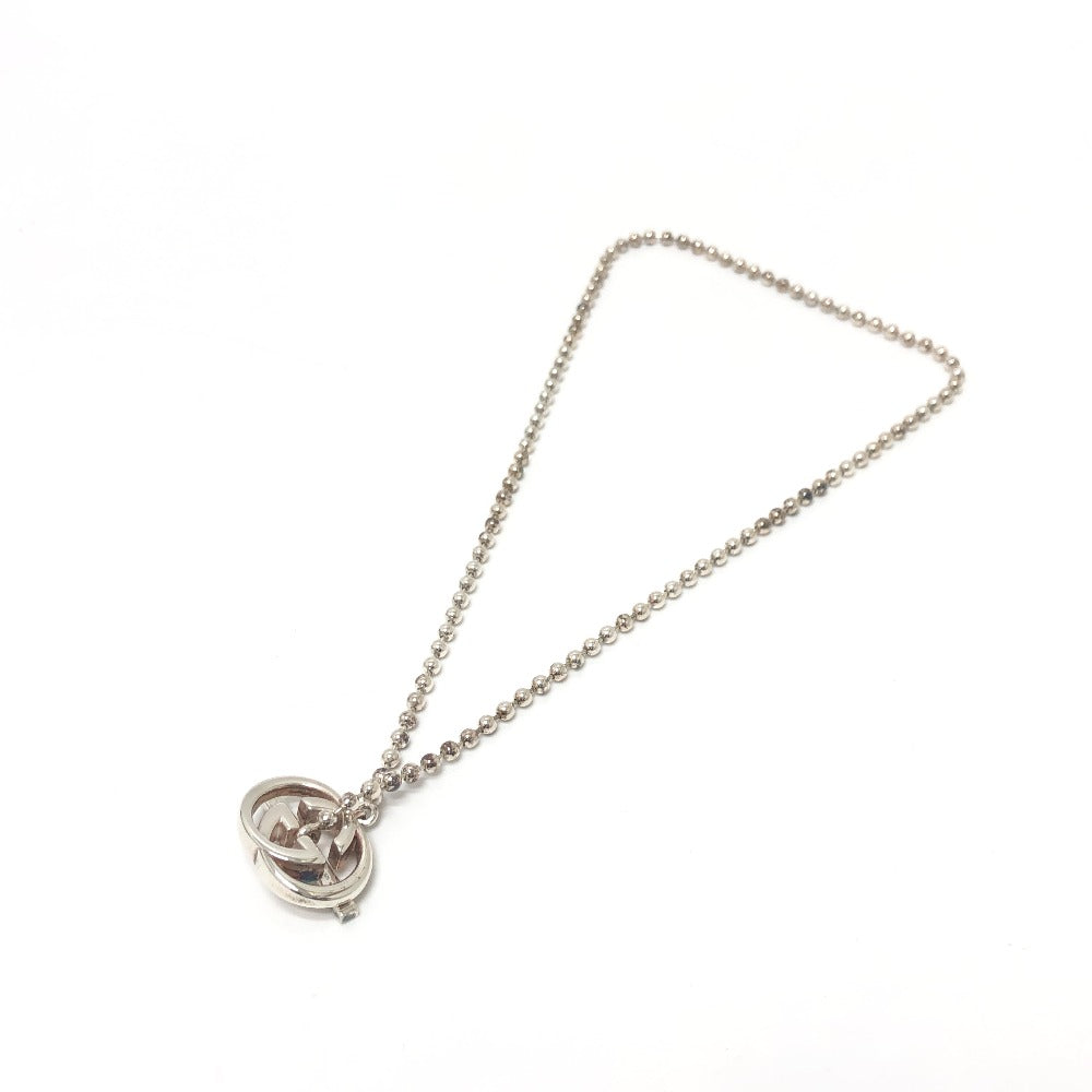 GUCCI Necklace 216435 SV925 Silver Double G Women Used Authentic