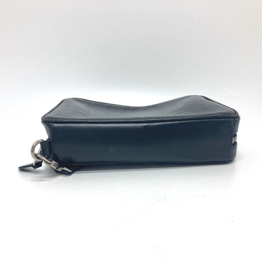 BURBERRY business bag leather black Check Pattern mens Used Authentic