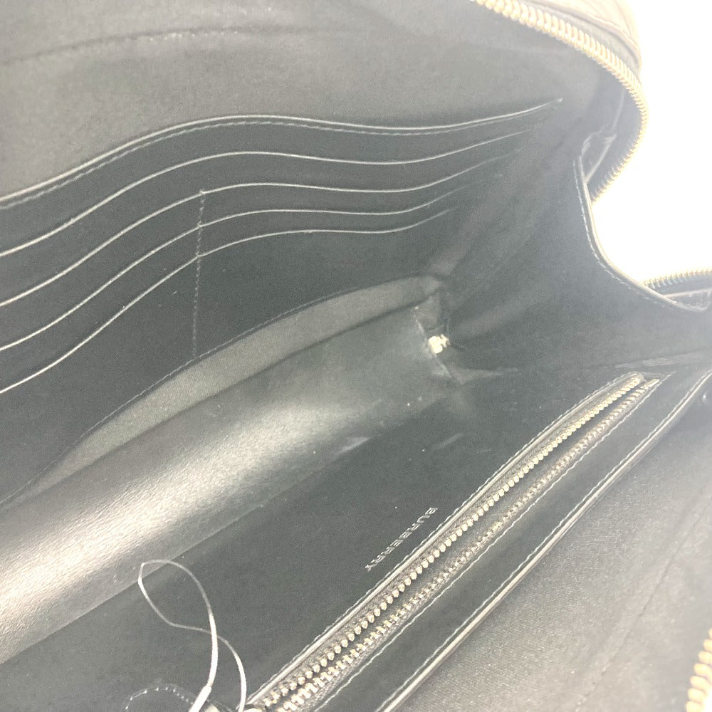 BURBERRY business bag leather black Check Pattern mens Used Authentic