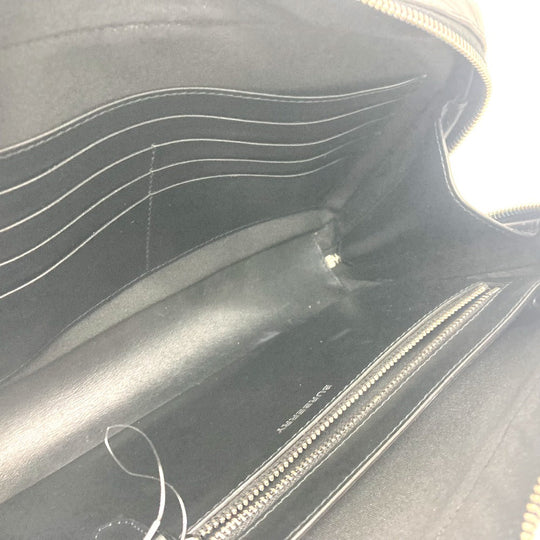 BURBERRY business bag leather black Check Pattern mens Used Authentic