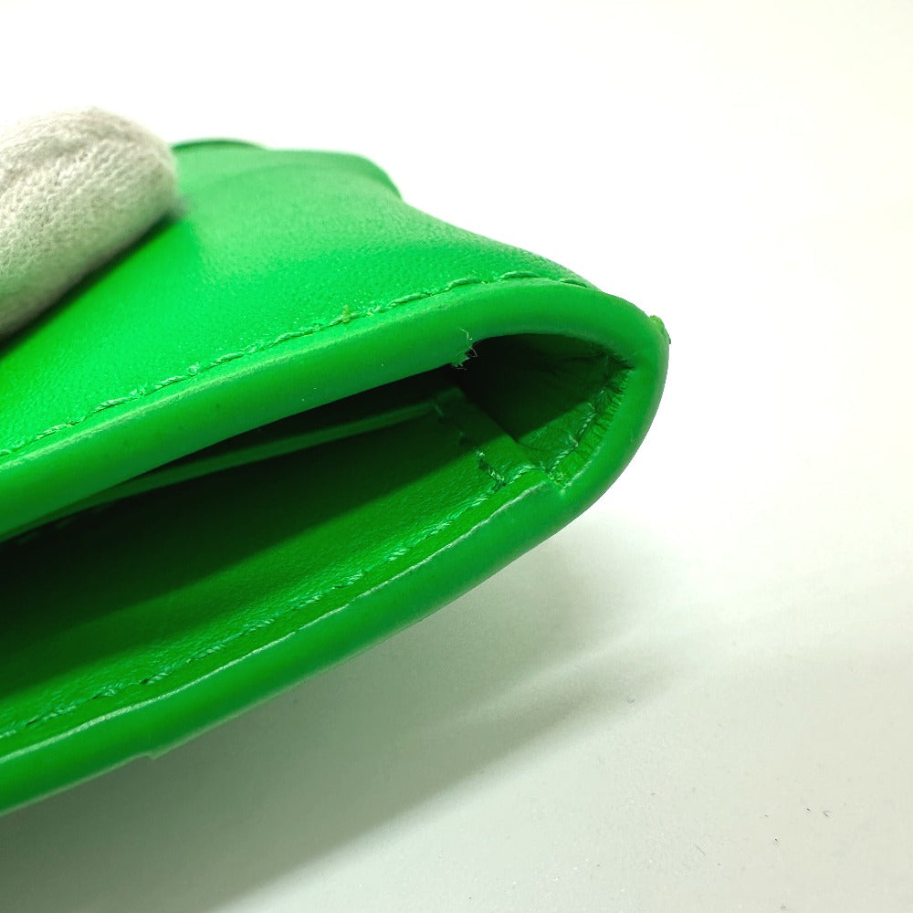 BOTTEGAVENETA Card Case 649602 Calfskin green MAXI INTRECCIATO Women Used Authentic