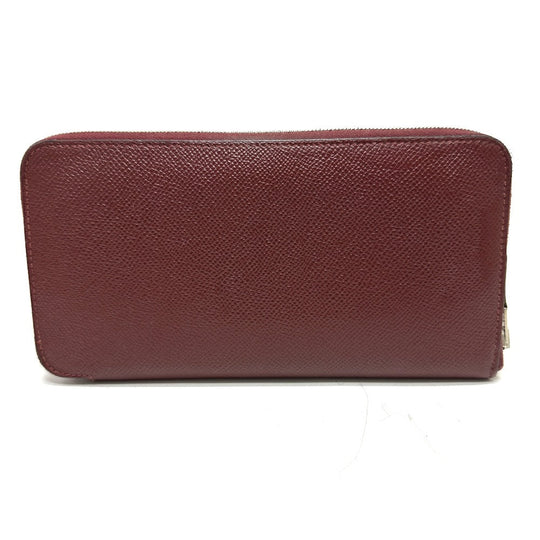 HERMES Long Wallet Purse Epsom wine-red Azap Long Women Used Authentic
