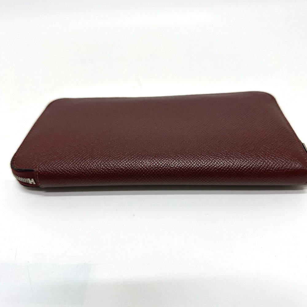 HERMES Long Wallet Purse Epsom wine-red Azap Long Women Used Authentic