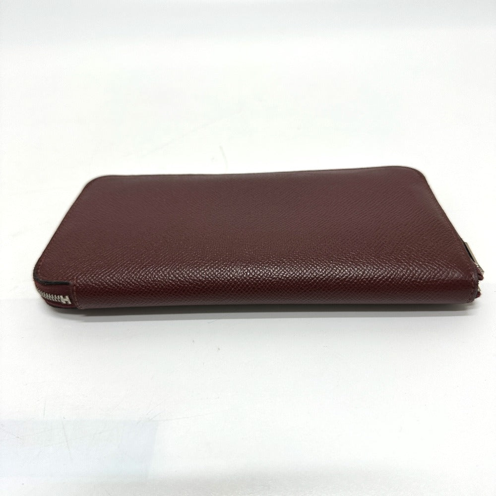 HERMES Long Wallet Purse Epsom wine-red Azap Long Women Used Authentic