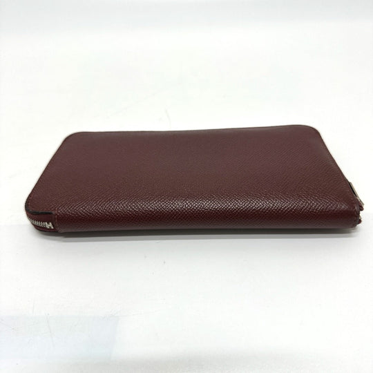 HERMES Long Wallet Purse Epsom wine-red Azap Long Women Used Authentic