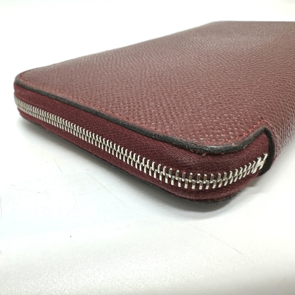 HERMES Long Wallet Purse Epsom wine-red Azap Long Women Used Authentic