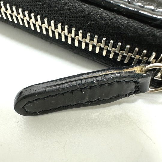 CHANEL Long Wallet Purse Patent calf leather black Matrasse Women Used Authentic