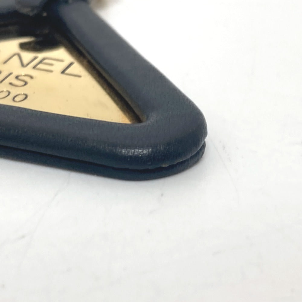 CHANEL Key ring Metal, Leather Gold Metal 94P Triangular plate Women Used Authentic