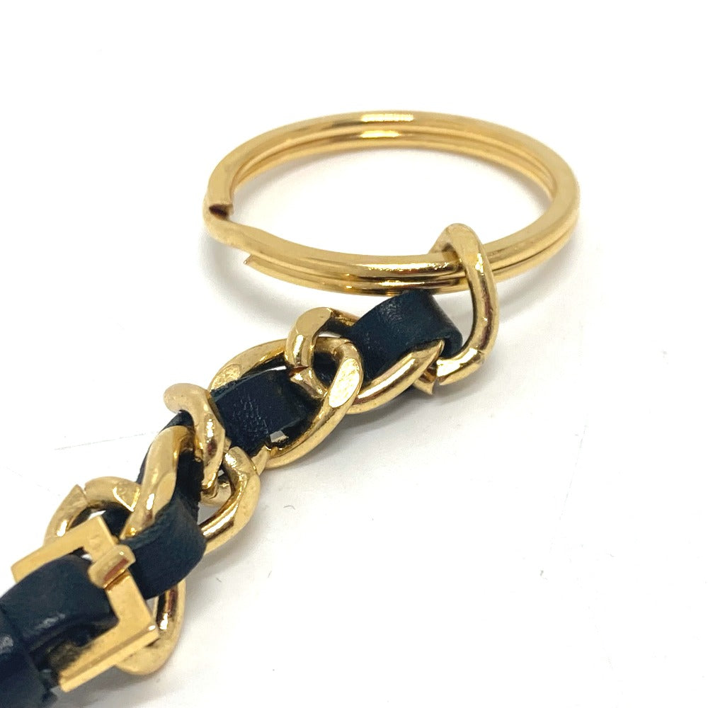 CHANEL Key ring Metal, Leather Gold Metal 94P Triangular plate Women Used Authentic