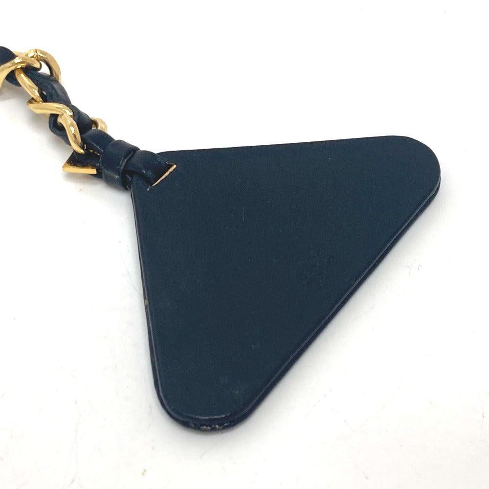 CHANEL Key ring Metal, Leather Gold Metal 94P Triangular plate Women Used Authentic