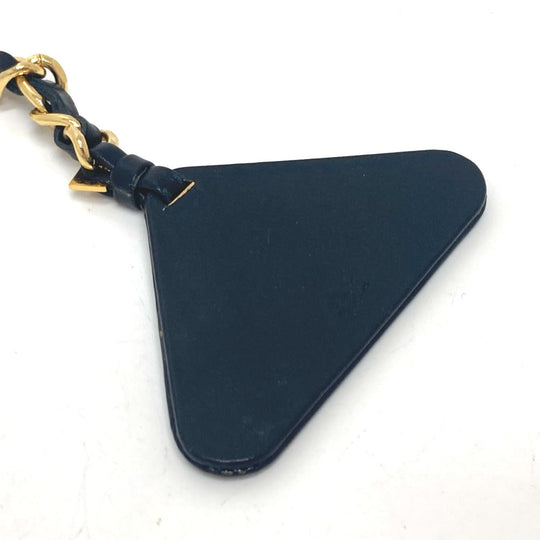 CHANEL Key ring Metal, Leather Gold Metal 94P Triangular plate Women Used Authentic