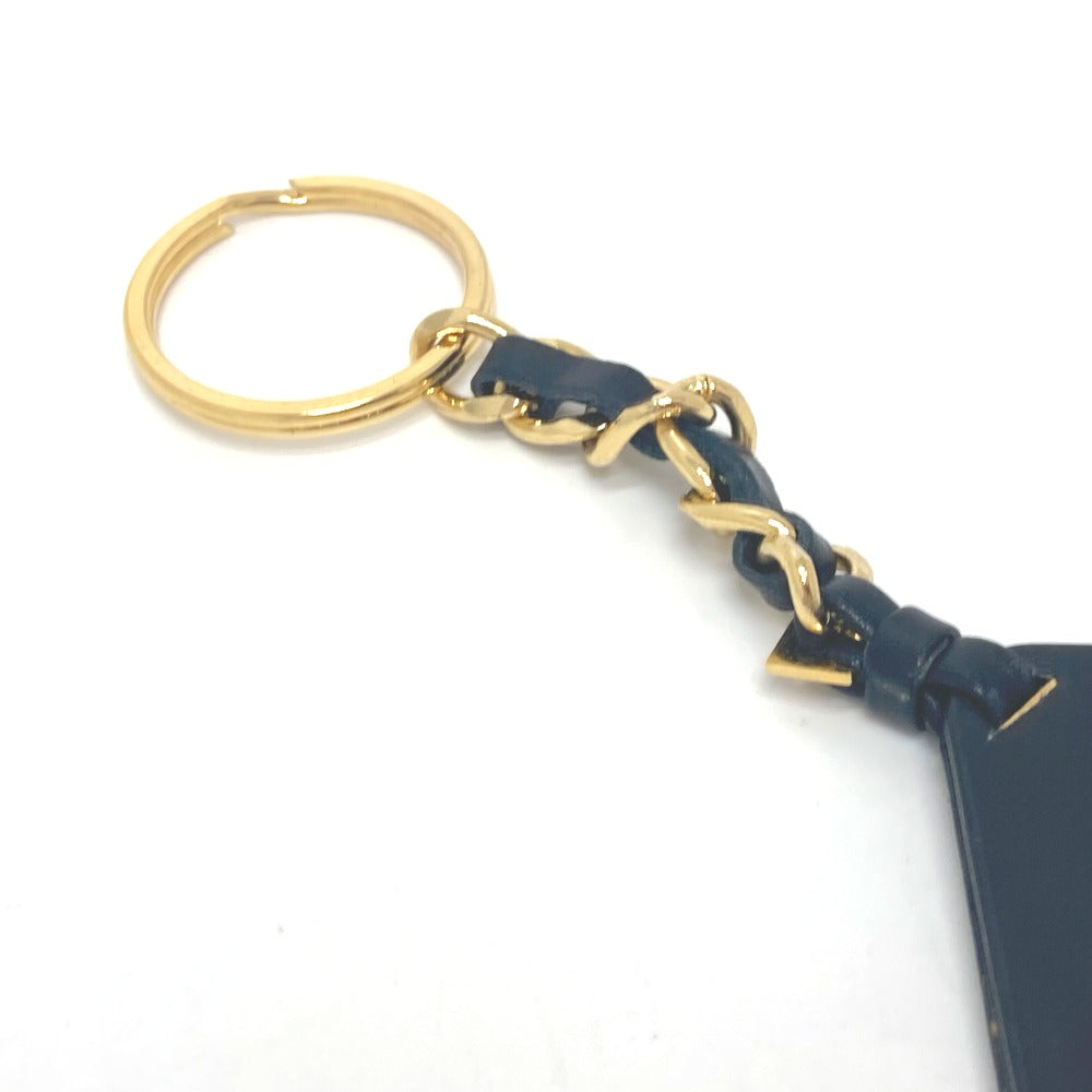 CHANEL Key ring Metal, Leather Gold Metal 94P Triangular plate Women Used Authentic