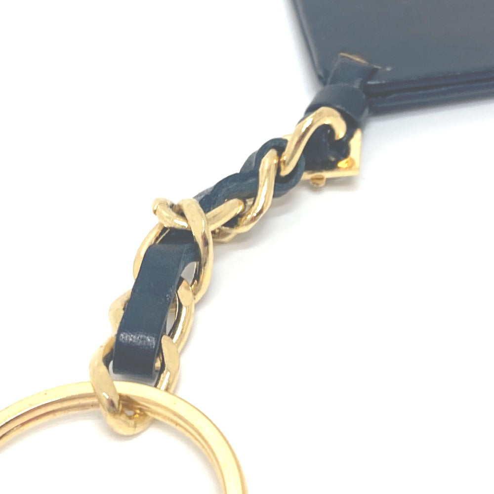 CHANEL Key ring Metal, Leather Gold Metal 94P Triangular plate Women Used Authentic