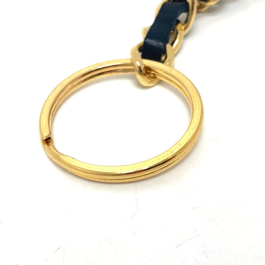 CHANEL Key ring Metal, Leather Gold Metal 94P Triangular plate Women Used Authentic
