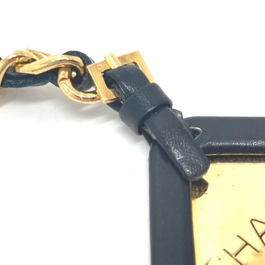 CHANEL Key ring Metal, Leather Gold Metal 94P Triangular plate Women Used Authentic