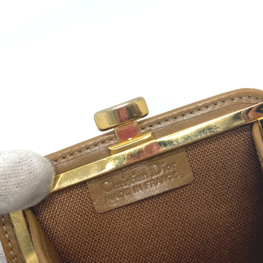 Dior Coin case leather Brown Overall handle Women Used Authentic