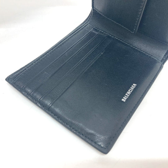 BALENCIAGA Folded wallet 779971 leather black BB logo mens Used Authentic