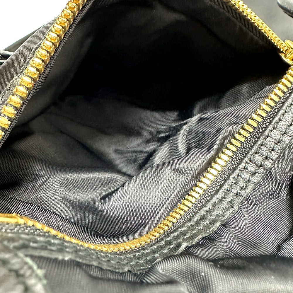 HUNTING WORLD Shoulder Bag Leather / nylon black logo Women Used Authentic