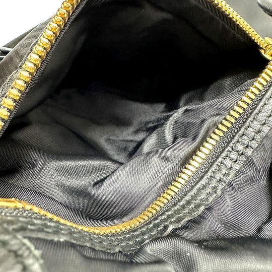 HUNTING WORLD Shoulder Bag Leather / nylon black logo Women Used Authentic