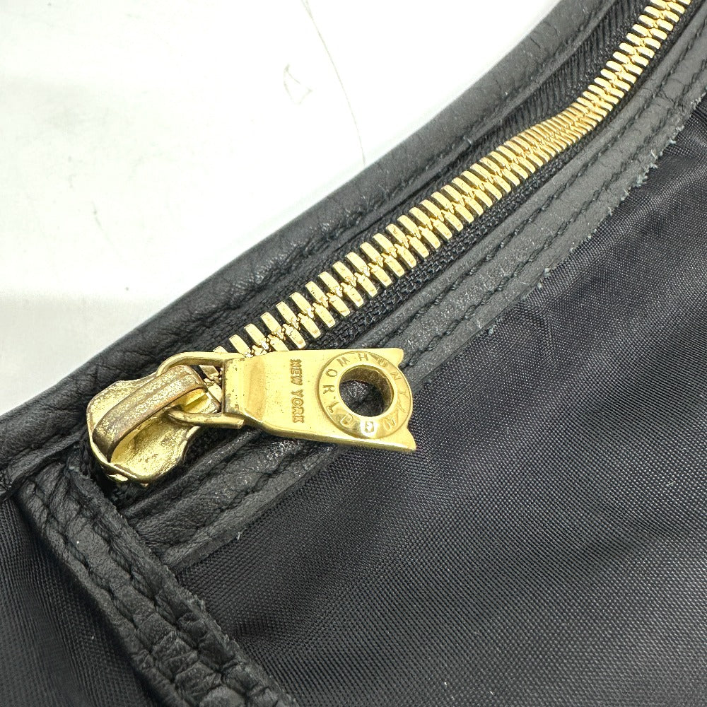 HUNTING WORLD Shoulder Bag Leather / nylon black logo Women Used Authentic